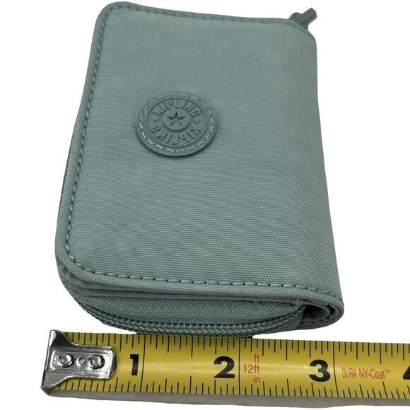 Kipling Wallet Pouch Light Blue Nylon Zip Organizer 5"x3.5" Logo Emblem Star - Picture 10 of 11
